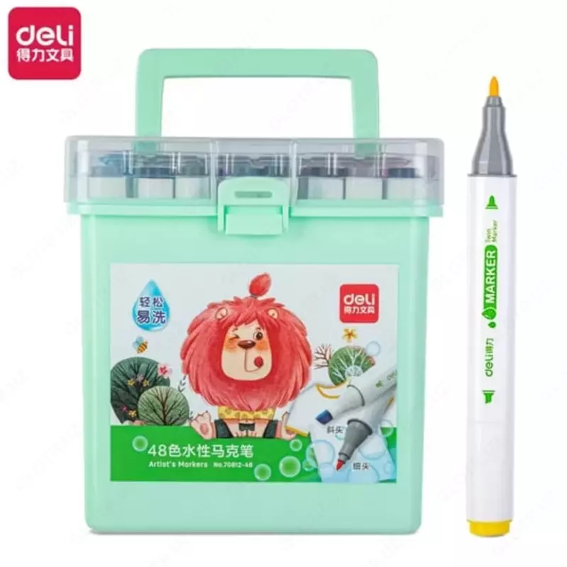 Набор скетч-маркеров (двухсторонние) "Deli", наконечн. 2-4 мм, 48 шт., пласт. бокс (Арт. - 70812-48)