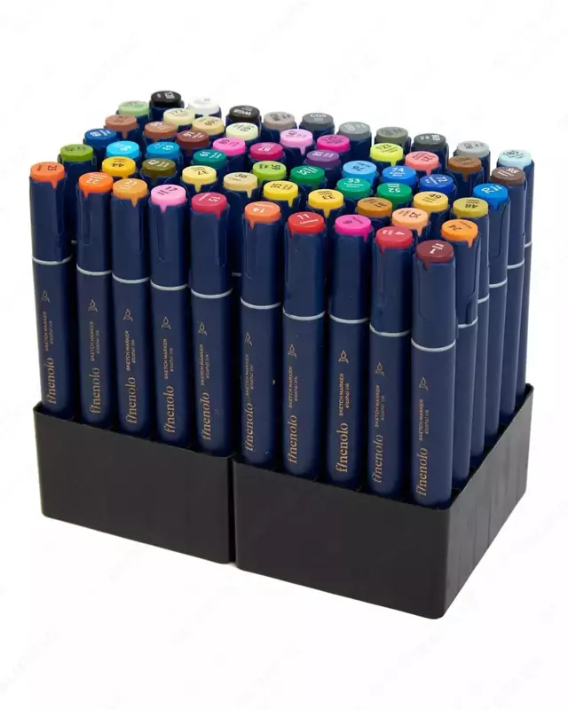 Sketch markerlar to'plami (ikki tomonlama) "Deli" Finenolo, uchi. 1-6 mm, 60 dona, matn. quti (m. - 184-60-C)