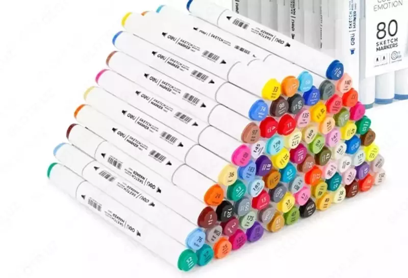 Набор скетч-маркеров (двухсторонние) "Deli" Color Emotion, наконечн. 1-7 мм, 80 шт., пласт. бокс (Арт. - 70803-80)
