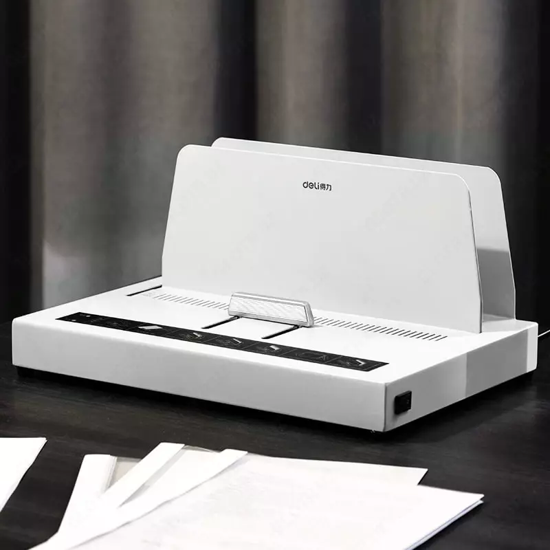 Термопереплетная машина (гребенчатая) "DELI" керамический нагрев, термоклей 40 мм (Арт. - 3882) Белая