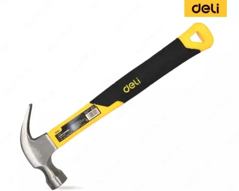 Молоток (гвоздодер) "Deli Tools" 330 мм., фиберглассовая рукоятка, углеродистая сталь (Арт. - EDL5002)