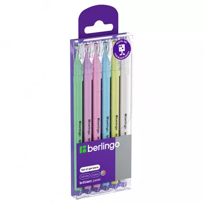 Набор гелевых ручек "Berlingo" Brilliant Pastel, 6 шт./6 цв., 0.8 мм (Арт.- CNg_60606) Цв. ассорти