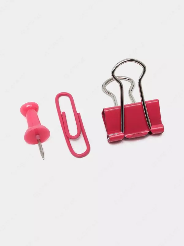 "Berlingo" kichik ofis aksessuarlari to'plami, 120 dona, pastel, plastmassa. yuqoriga. (Art. - Mcn_12000c) Pushti