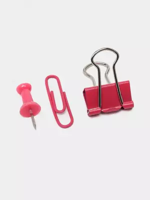 "Berlingo" kichik ofis aksessuarlari to'plami, 120 dona, pastel, plastmassa. yuqoriga. (Art. - Mcn_12000c) Pushti