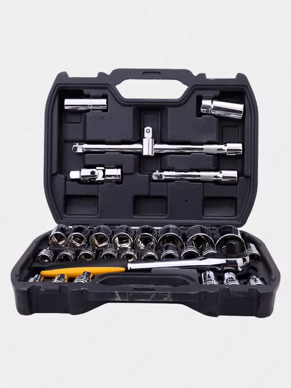 Набор торцевых головок и ключей "Deli Tools" dl1032, 1/2", муфты из стали 50bv30 Cr-V, пласт. кейс, 32 шт. (Арт. - EDL1032)