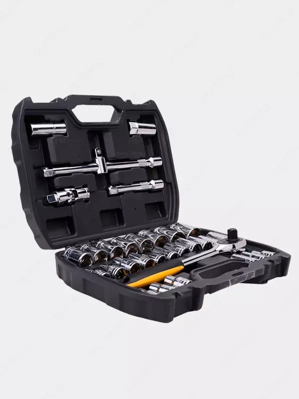 Набор торцевых головок и ключей "Deli Tools" dl1032, 1/2", муфты из стали 50bv30 Cr-V, пласт. кейс, 32 шт. (Арт. - EDL1032)