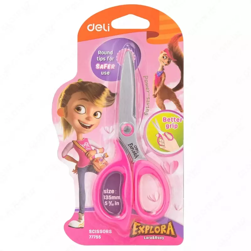 Канцелярские школьные ножницы "Deli" Explora, 135 мм, упаковка блистер, ассортимент
