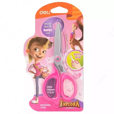 Канцелярские школьные ножницы  Канцелярские школьные ножницы "Deli" Explora, 135 мм, упаковка блистер, ассортимент