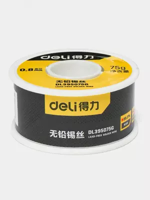 Оловянный припой (проволока) "Deli Tools" 0.8 мм, 99.3%, 75 гр. (Арт. - DL395075G) Серебристый
