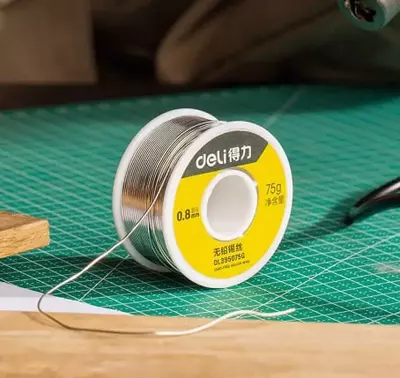 Оловянный припой (проволока) "Deli Tools" 0.8 мм, 99.3%, 75 гр. (Арт. - DL395075G) Серебристый