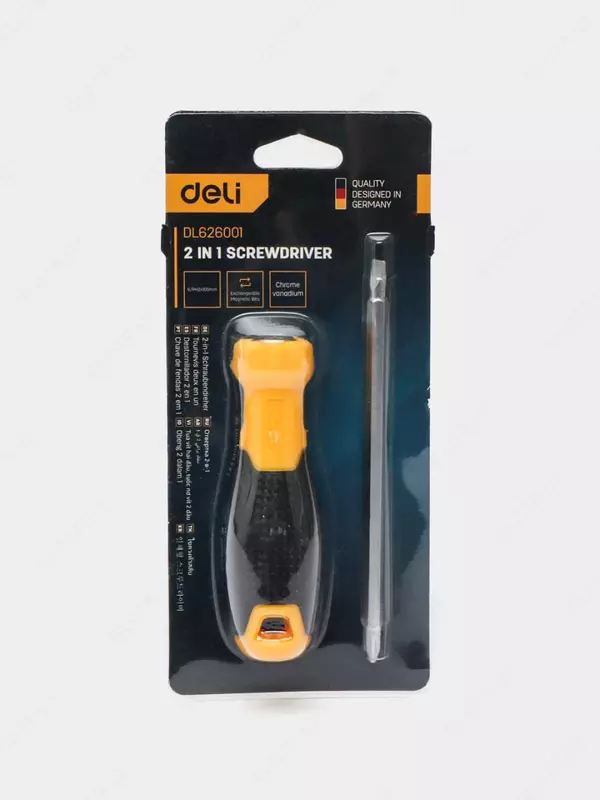 Отвертка двухсторонняя (прямая/крестообразная) "Deli Tools", 6/PH2x100 мм (Арт.-EDL626001)