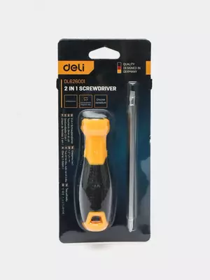 Отвертка двухсторонняя (прямая/крестообразная) "Deli Tools", 6/PH2x100 мм (Арт.-EDL626001)