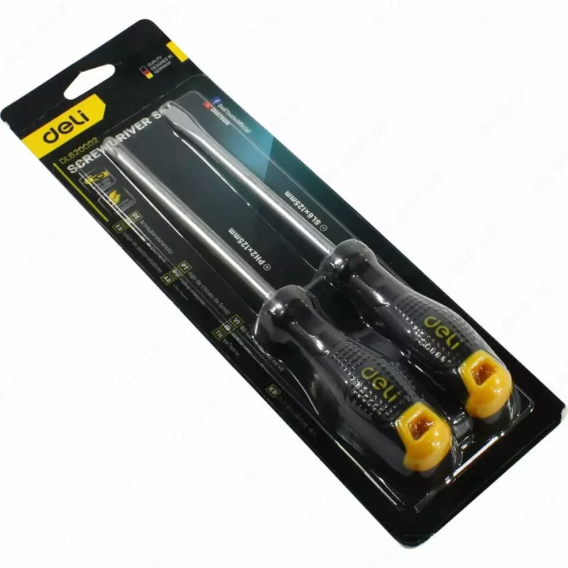 Набор отверток (плоский шлиц, крестовая) "Deli Tools", SL6/РН2x125 мм, 2 шт. (Арт.- EDL620002)