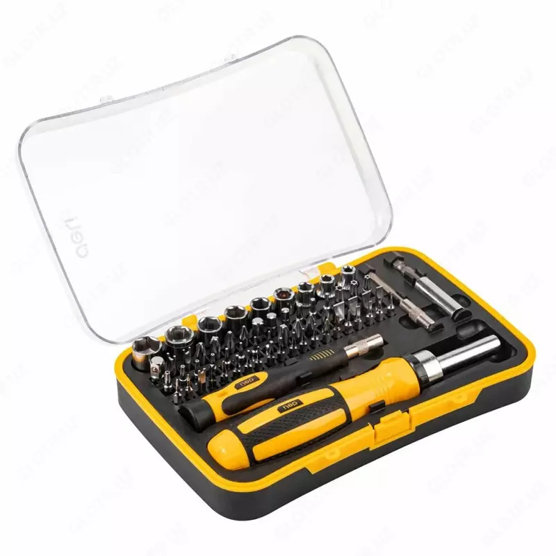 Набор прецизионных отверток "Deli Tools", SL/PH/Н/Т/Y, 65 шт., пласт. бокс (Арт.- EDL3565)