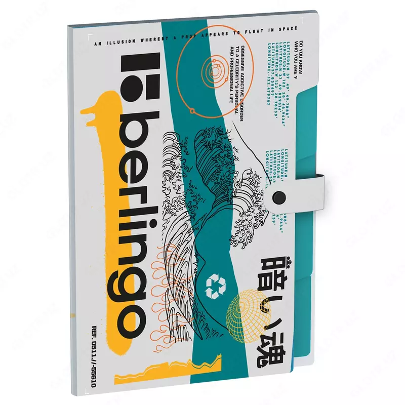 Папка - картотека "Berlingo" Glyph, 5 отд., А4, 325 х 245 х 10 мм, 600 мкм (Арт. - XF4_05S11) Цв. ассорти