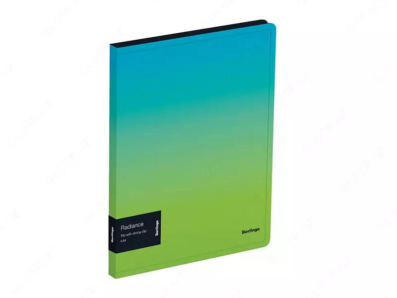 Папка для документов "Berlingo" Radiance, боковой зажим, А4, 600 мкм, 17 мм, внутр. карман (Арт.- FSc_A4003) Голубая/зеленая