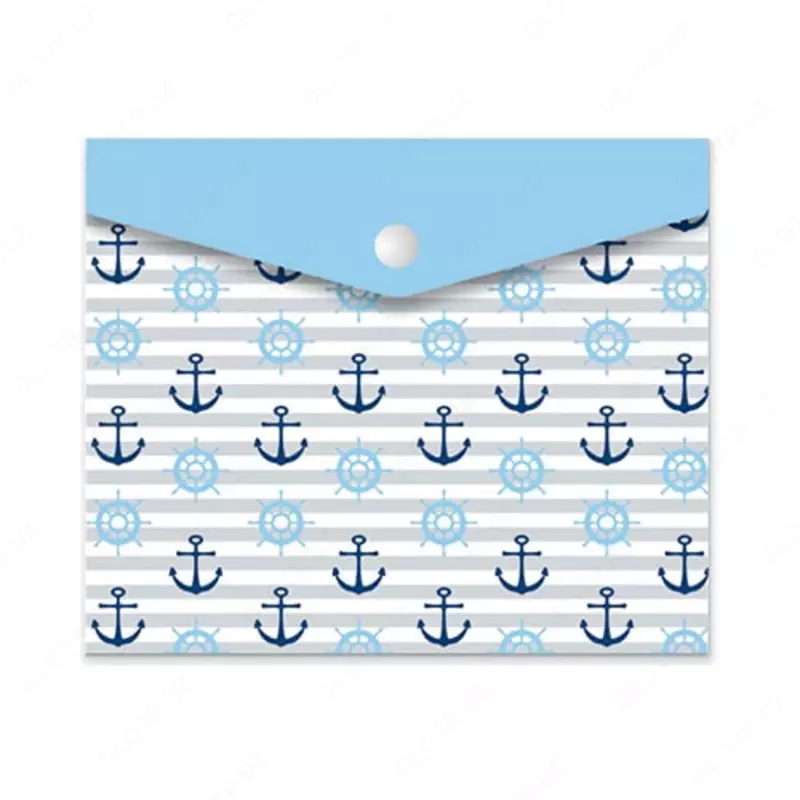 Папка-конверт на кнопке Феникс+ "Якорь" А6, 17 x 14 см (Арт.- 46549) Цв. ассорти