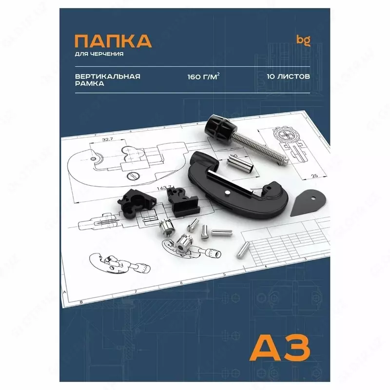 Chizma papkasi (vertikal ramka) "BG" A3, 10 varaq, 160 g/m2 (Art.- Pch10A3v_58477)