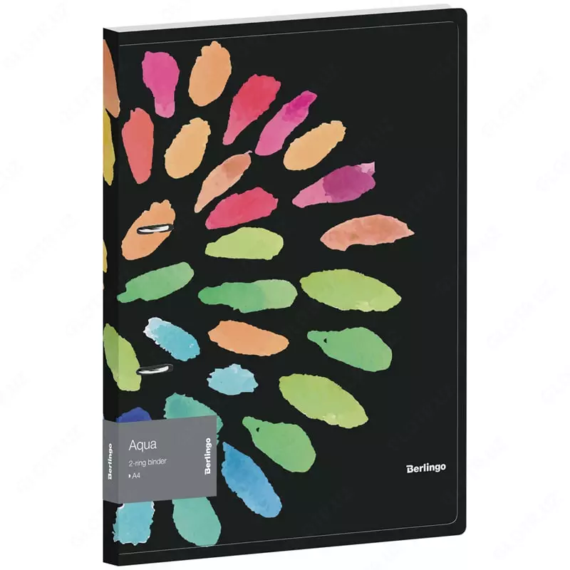 Пластиковая папка для документов "Berlingo" Aqua, 2 D‑кольца, внутренний карман, цвет ассорти