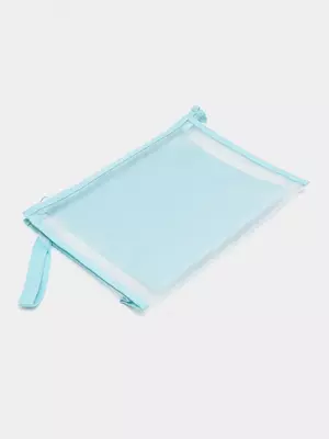 Пластиковая папка для документов "Deli" 2 отд., молния ZIP (Арт.- 109-PP-bl) Голубая/прозр.