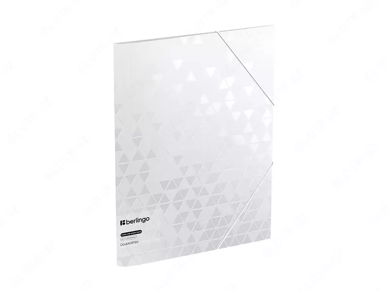 "Berlingo" hujjatlari uchun plastik papka DoubleWhite, A4, 600 mikron, elastik tasmali mahkamlagich (Art. - FB4_A4397) Oq