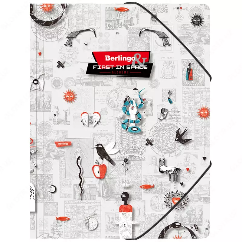 Пластиковая папка для документов "Berlingo" First in Space, А4, 600 мкм, застежка-резинка (Арт.- FB4_A4208) Цв. ассорти