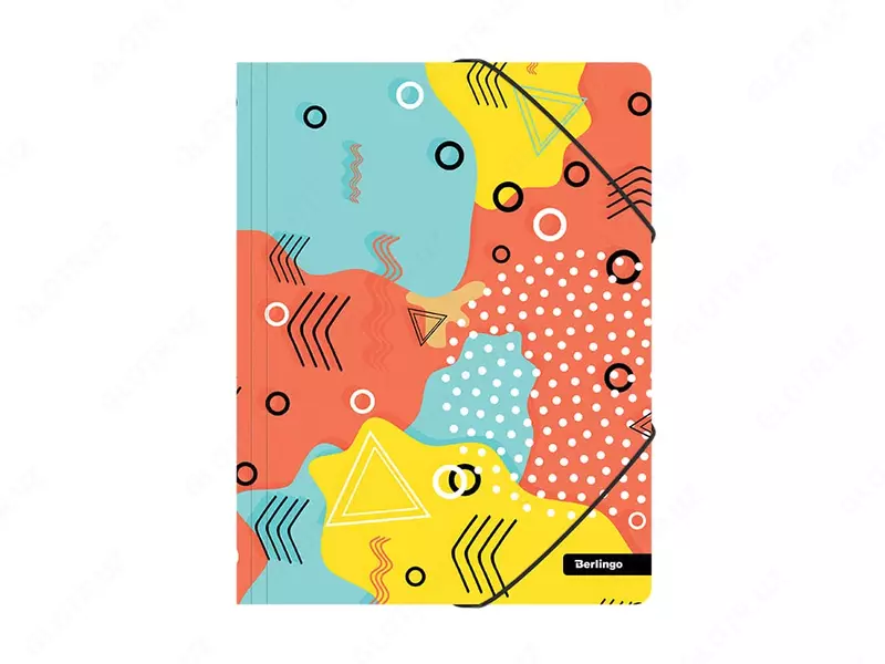 Hujjatlar uchun plastik papka "Berlingo" Memfis, A4, 600 mikron, elastik tasmali mahkamlagich (Art. - FB4_A4S04) Rang. turli xil