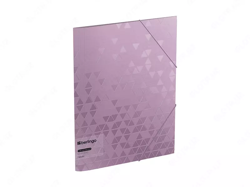 Hujjatlar uchun plastik papka "Berlingo" Metallic, A4, 600 mikron, elastik tasmali mahkamlagich (Art. - FB4_A4395) Lilac