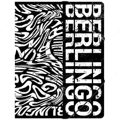 Пластиковая папка для документов "Berlingo" Monochrome, А4, 600 мкм, застежка-резинка (Арт.- FB4_A4S01) Черная/белая