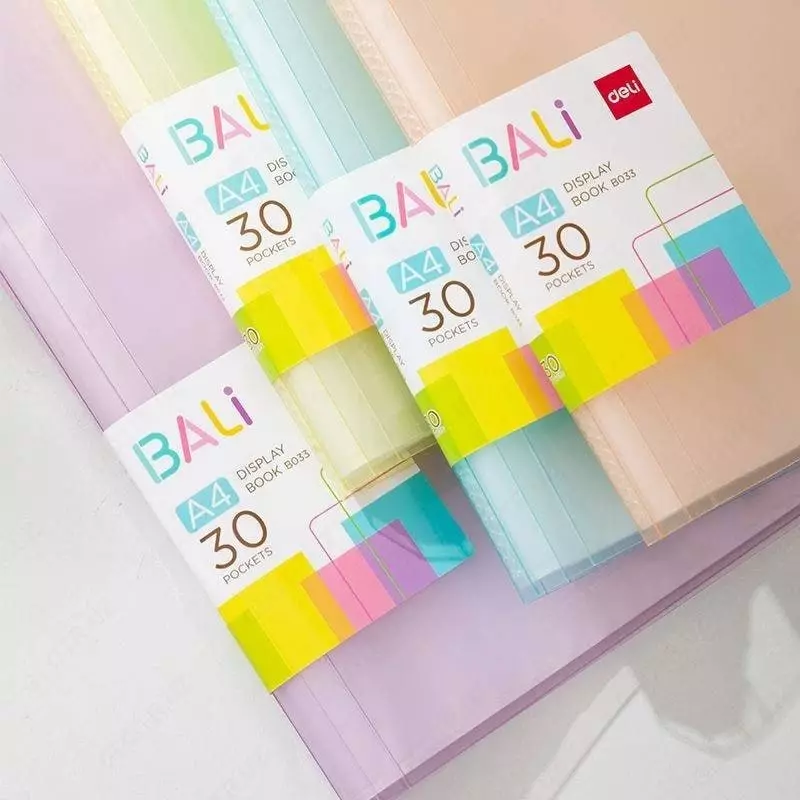 Пластиковая папка для документов "Deli" Bali, 30 вклад., А4, 17 мм, 500 мкм (Арт. - 033-EB) Ассортимент