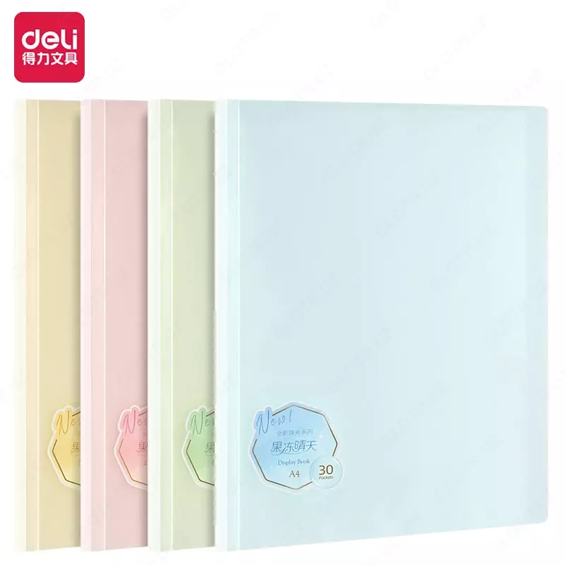 Hujjatlar uchun plastik papka "Deli" 40 varaq, A4, 21 mm, 500 mikron (Art. - 306-40-PQ) Assortiment