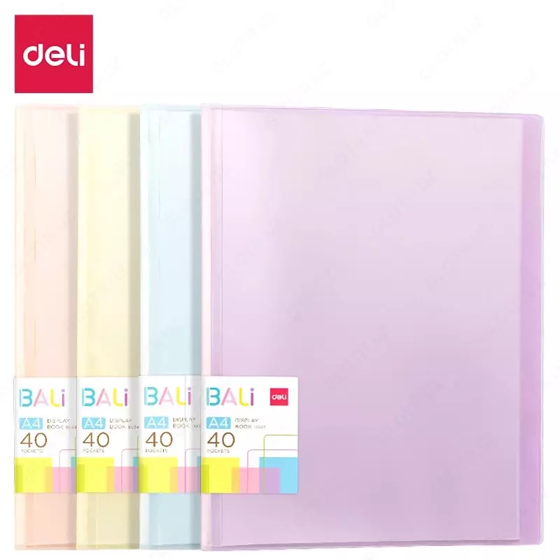 Пластиковая папка для документов "Deli" Bali, 40 вклад., А4, 21 мм, 500 мкм (Арт. - 034-EB) Ассортимент