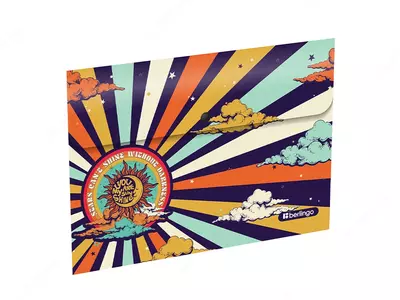 Пластиковая папка-конверт (1 кнопка) "Berlingo" Groovy, А4, 1 отд., 330 мкм (Арт.- EFb_A4S15) Цв. ассорти