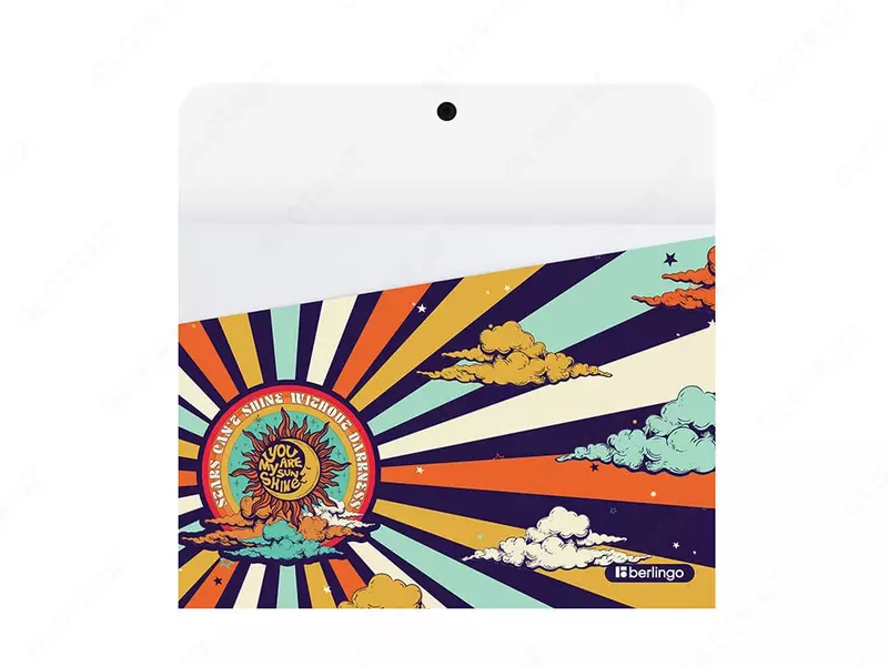 Пластиковая папка-конверт (1 кнопка) "Berlingo" Groovy, А4, 1 отд., 330 мкм (Арт.- EFb_A4S15) Цв. ассорти