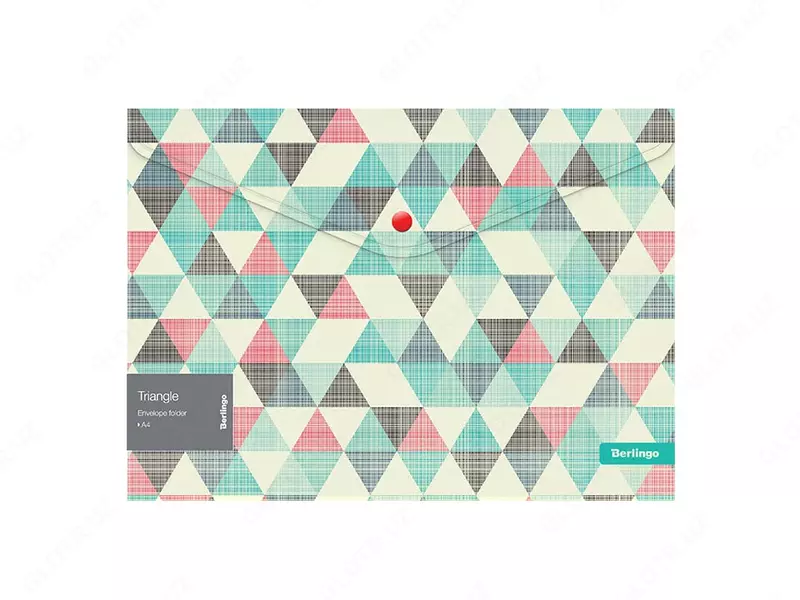 Пластиковая папка-конверт (1 кнопка) "Berlingo" Triangle, А4, 1 отд., 180 мкм (Арт.- EFb_A4201) Цв. ассорти