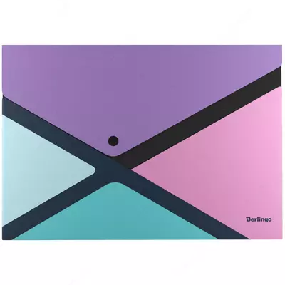 Пластиковая папка-конверт (1 кнопка) "Berlingo" xProject. Color Block, А4, 1 отд., 300 мкм (Арт.- EFb_A4995) Цв. ассорти