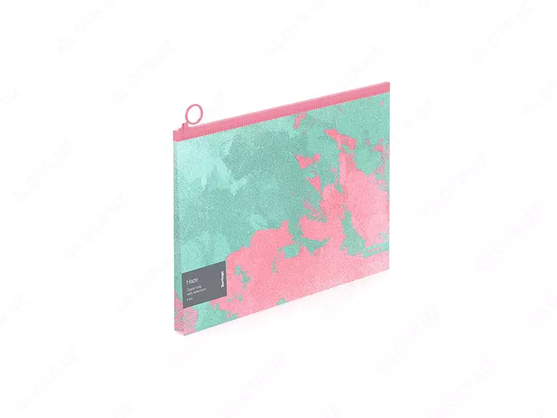 Пластиковая папка для документов (ZIP - молния) Berlingo "Haze" Мятная-розовая.