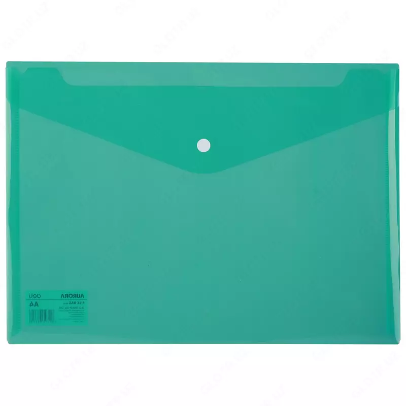 Deli "Aurora" A4 tugmasi bo'lgan konvert papkasi, 1 bo'lim, 180 mikron (Art. - 5505-gn) Yashil