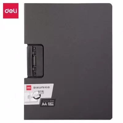 Пластиковая папка-планшет (с боковым зажимом) "Deli" Ixuni, тёмно-серая
