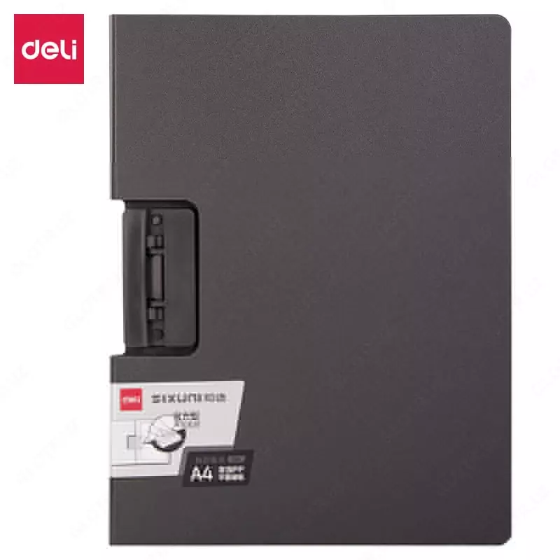 Пластиковая папка-планшет (с боковым зажимом) "Deli" Ixuni, тёмно-серая