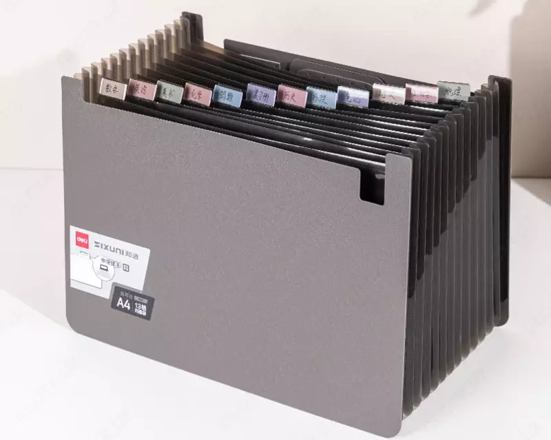 Пластиковая папка-лоток для документов "Deli" Ixuni, Темно серая