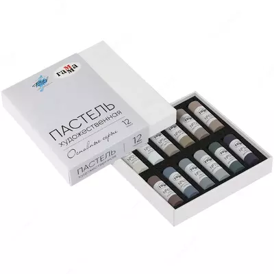 "Gamma" quruq pastel rangli qalamlarning qadoqlanishi Kulrang, 12 rang, karton. yuqoriga. (m. - 108202312)