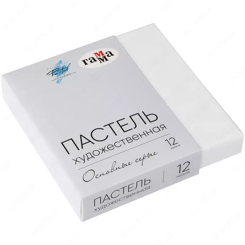 "Gamma" quruq pastel rangli qalamlarning qadoqlanishi Kulrang, 12 rang, karton. yuqoriga. (m. - 108202312)