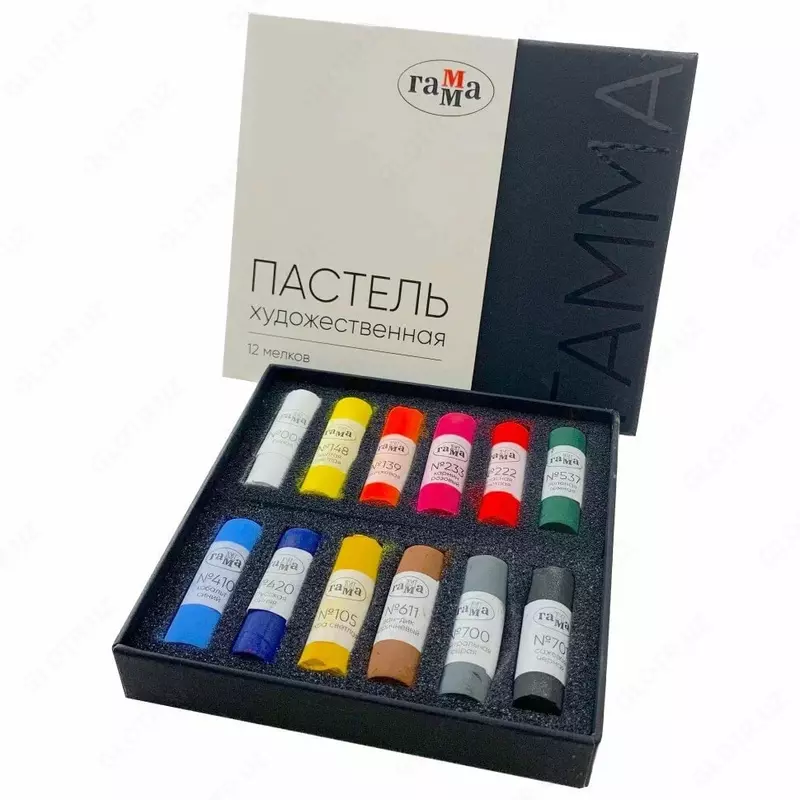 Упаковка пастельных сухих мелков "Гамма" Базовые тона, 12 цв., картон. уп. (Арт. - 106202312)