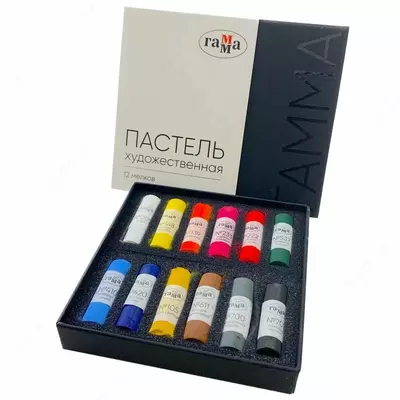 Упаковка пастельных сухих мелков "Гамма" Базовые тона, 12 цв., картон. уп. (Арт. - 106202312)
