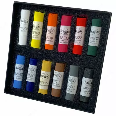 Упаковка пастельных сухих мелков "Гамма" Базовые тона, 12 цв., картон. уп. (Арт. - 106202312)