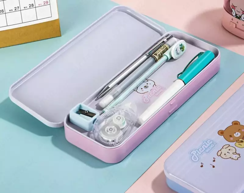 Ikki darajali metall qalam qutisi "Deli" Yocoo, 213 x 82 x 25 mm (Art. - 95560-yl) Sariq