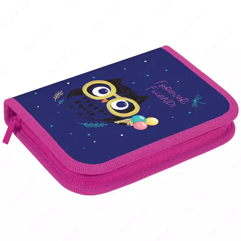 Bolalar qalam qutisi "Berlingo" Qiziqarli boyqush, 1+1 qo'shing. alohida, 200 x 140 x 40 mm, polyester (Art. - PK11008) Rang. turli xil