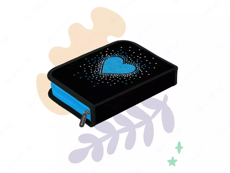 Bolalar qalam qutisi "Berlingo" Glamorous, 1+1 qo'shing. alohida, 200 x 140 x 40 mm, poliester/PVX (Art. - PK-EXPL-1010) Qora/ko‘k