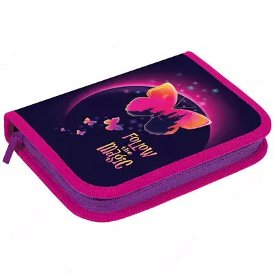 Детский пенал "Berlingo" Magic butterfly, 1+1 доп. отд, 200 х 140 х 40 мм, полиэстер (Арт. - PK11004) Цв. ассорти